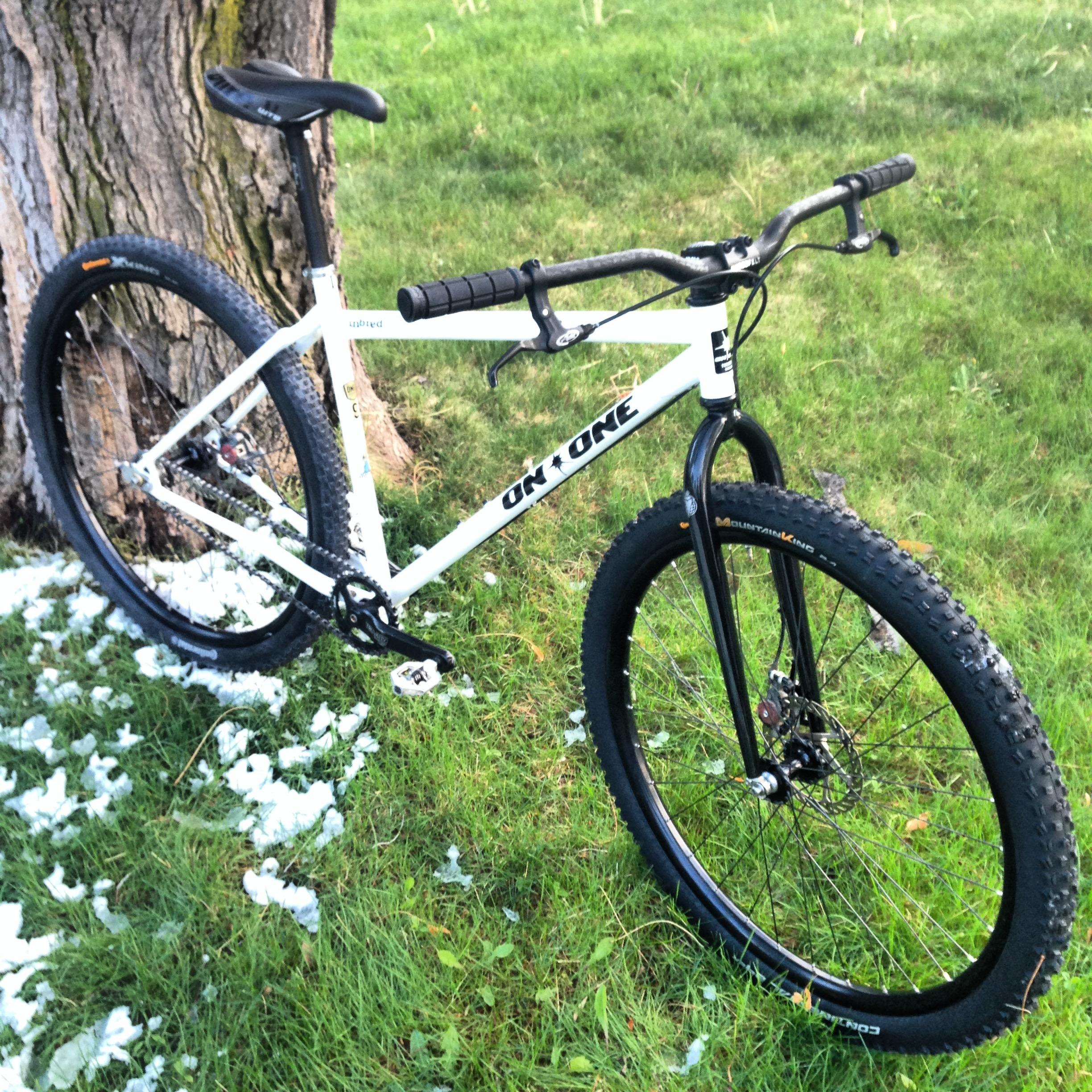 Close-up of the Inbred's drivetrain and frame stickers